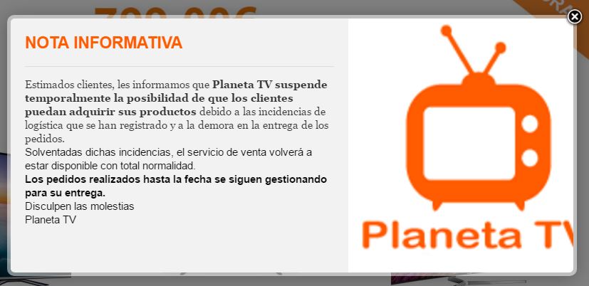 La web Planetatv denunciada por presunta estafa